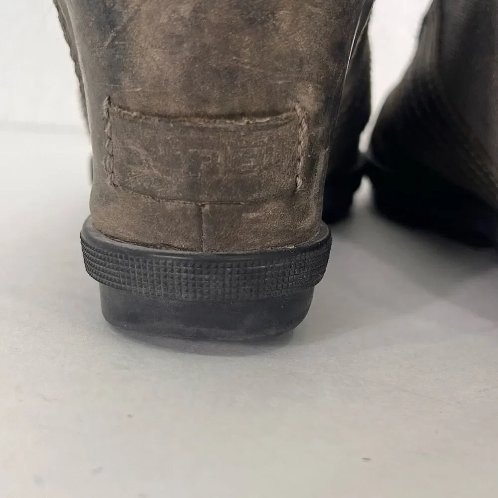 Sorel Grey Leather & Canvas Mid Calf‎ Lace Up Booties Size 7